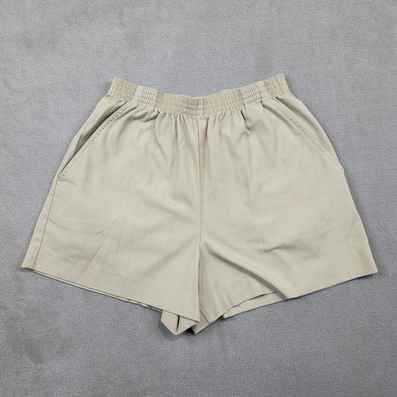Jantzen Vintage 90s High Waisted Shorts 14P Tan Cotton Blend Coastal Minimalist — photo 2